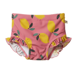 RUFFLE SWIM SHORTS | Lemmony Rose Print-Web-front