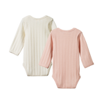 L/S BODYSUIT DERBY 2 PACK | Natural/Rose Bud-Web-hover