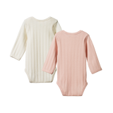 L/S BODYSUIT DERBY 2 PACK | Natural/Rose Bud-Web-hover