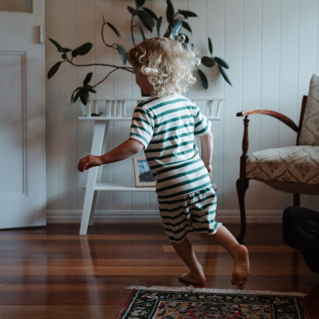 SHORTIE PYJAMA SET | Peppermint Holiday Stripe-Extra Img - 2