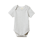 SHORT SLEEVE BODYSUIT | Grey Marl Stripe-Web-front