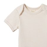 SHORT SLEEVE BODYSUIT | Lilac Pinstripe-Extra Img - 2