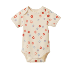 SHORT SLEEVE BODYSUIT | Petite Flora Stamp Print-Web-front