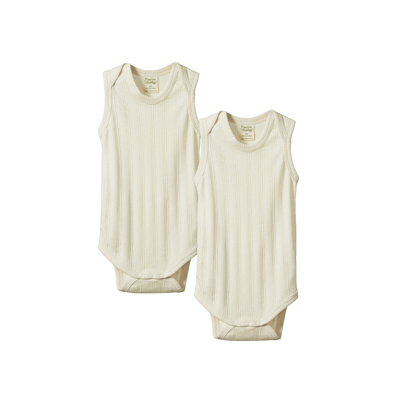 Nature Baby two pack of natural Derby singlet bodysuits