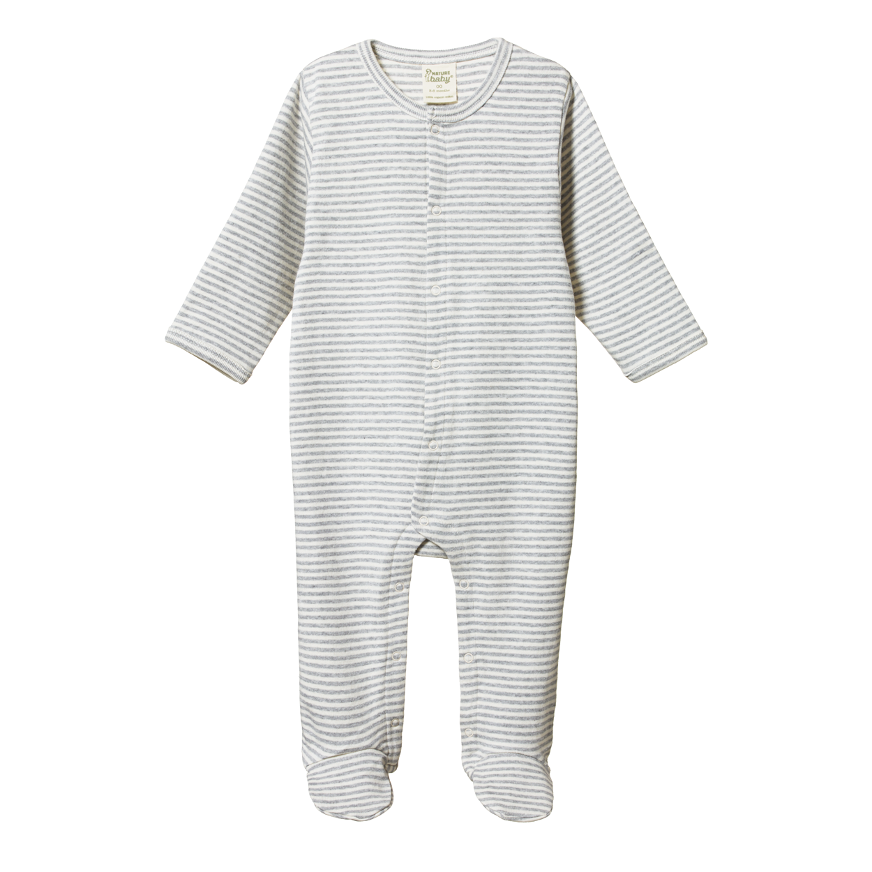 Nature Baby Cotton Stretch and Grow in Grey Marl Stripe