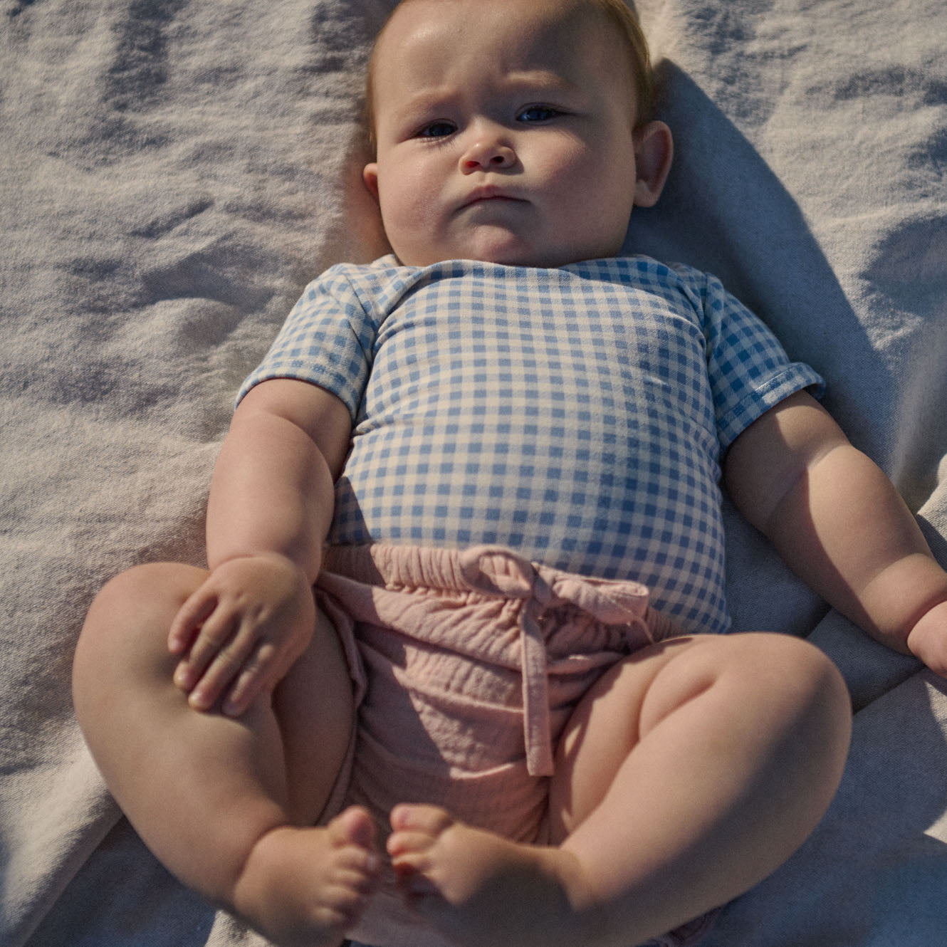 STRETCH JERSEY S/S BODYSUIT | Blue Gingham-Web-hover