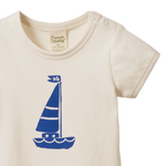 STRETCH JERSEY S/S BODYSUIT | Sail Boat Print-Extra Img - 2