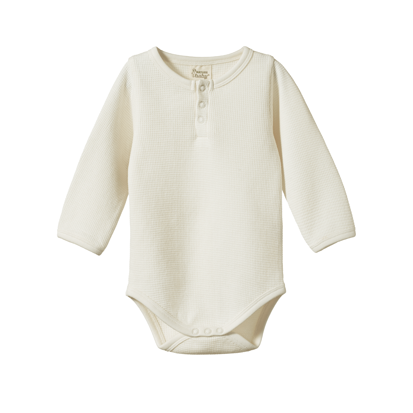 HENLEY L/S BODYSUIT WAFFLE | Natural-Web-front
