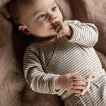 L/S KIMONO BODYSUIT | Mushroom Pinstripe-Extra Img - 2