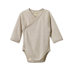 L/S KIMONO BODYSUIT | Mushroom Pinstripe-Web-front