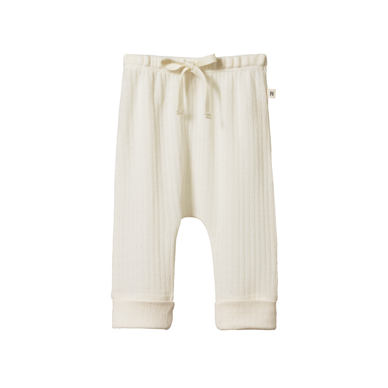 Nature Baby Merino Pointelle Drawstring Pants in Natural