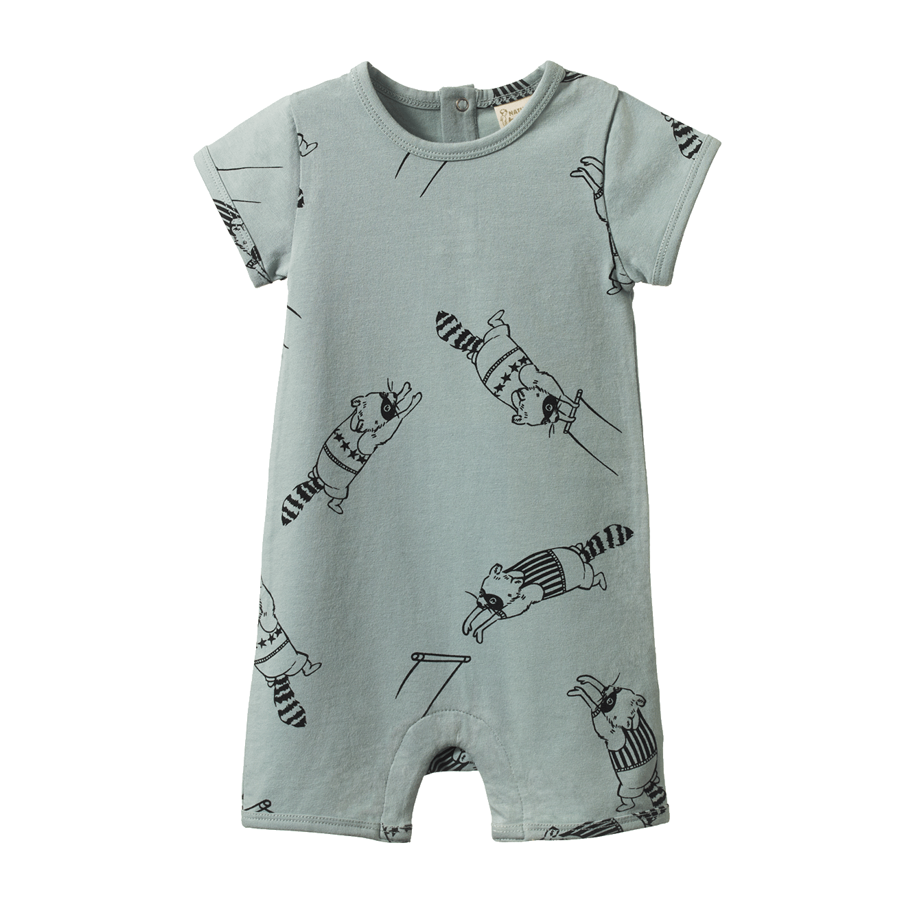 S/S QUINCY ROMPER | Raccoon Rhapsody Print-Web-front
