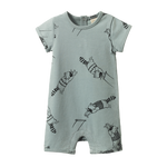 S/S QUINCY ROMPER | Raccoon Rhapsody Print-Web-front