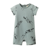 S/S QUINCY ROMPER | Raccoon Rhapsody Print-Web-front
