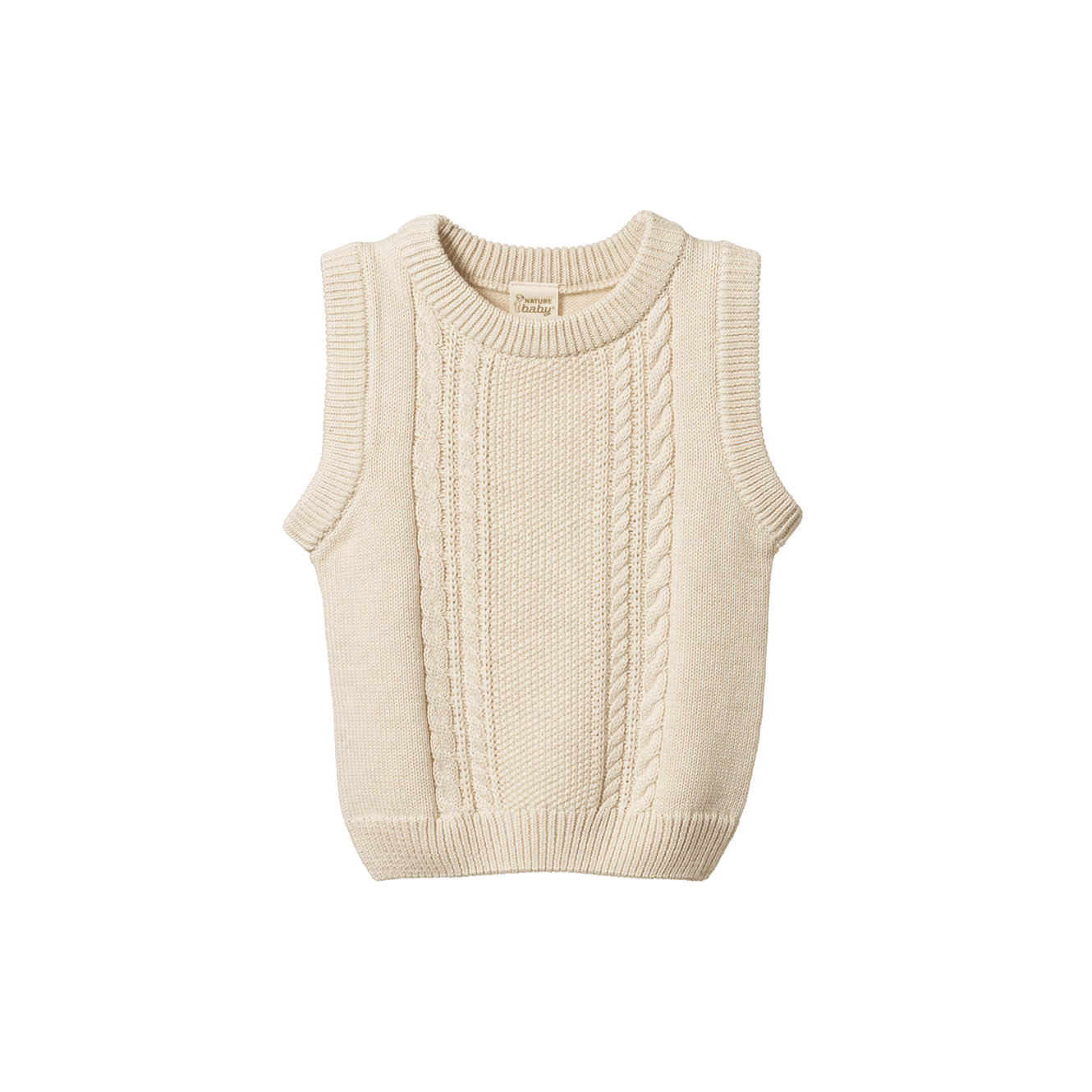 WALTER VEST | Oatmeal Marl Cable Knit-Web-front
