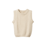 WALTER VEST | Oatmeal Marl Cable Knit-Web-front