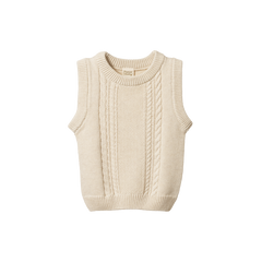 WALTER VEST | Oatmeal Marl Cable Knit-Web-front