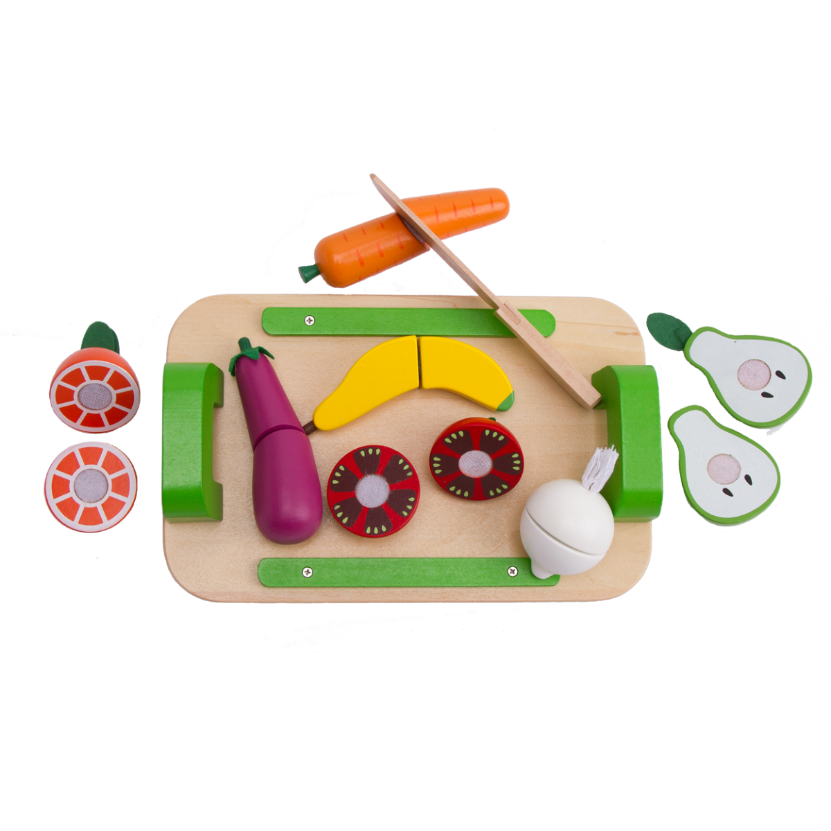 Wooden fruit and veg cutting set outlet