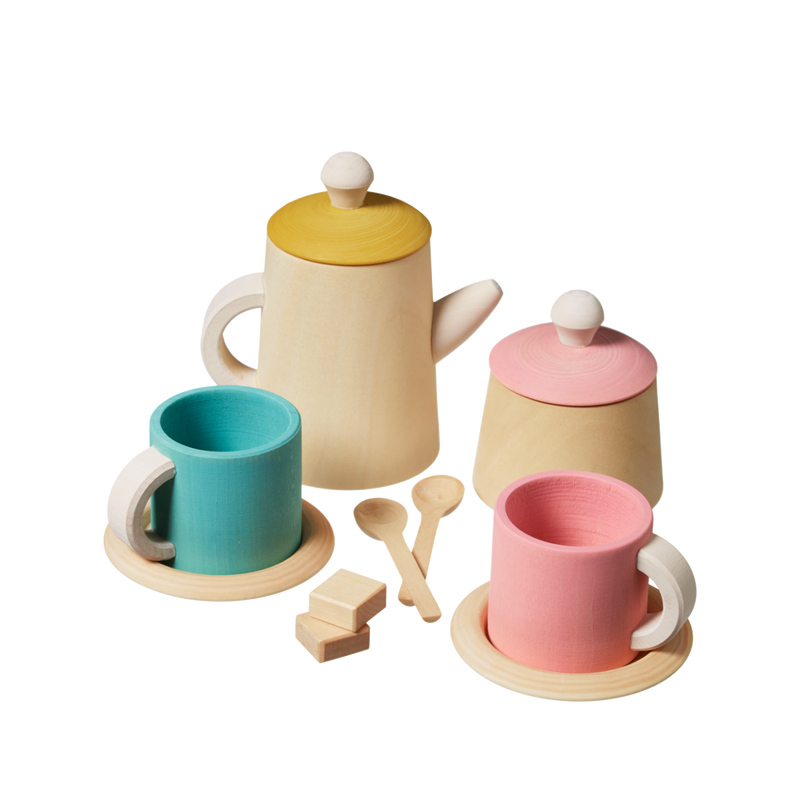 Natural wooden tea set shop